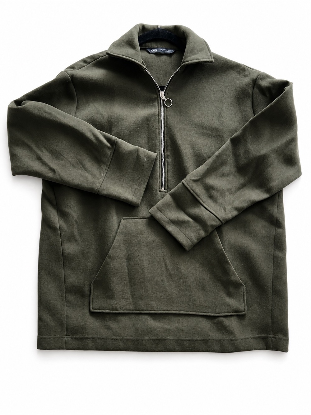 Zara Olive Green Half-Zip oversized Sweatshirt XS-S